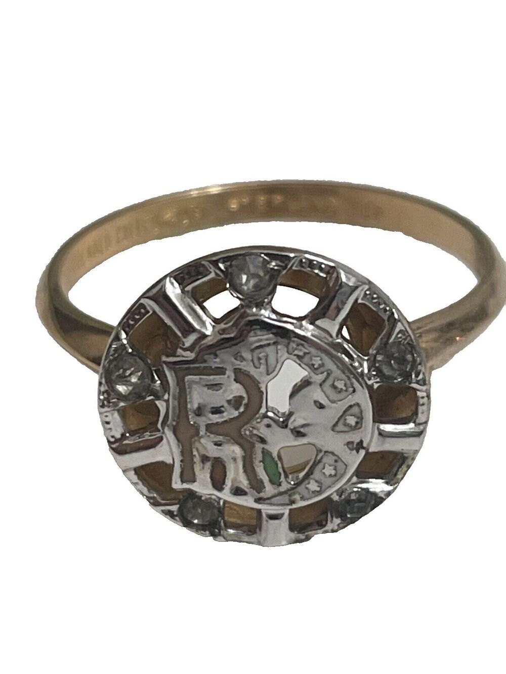 Round Silver Face Daughters of Rebekah IOOF Odd Fellows 10k GF Ring Size 11